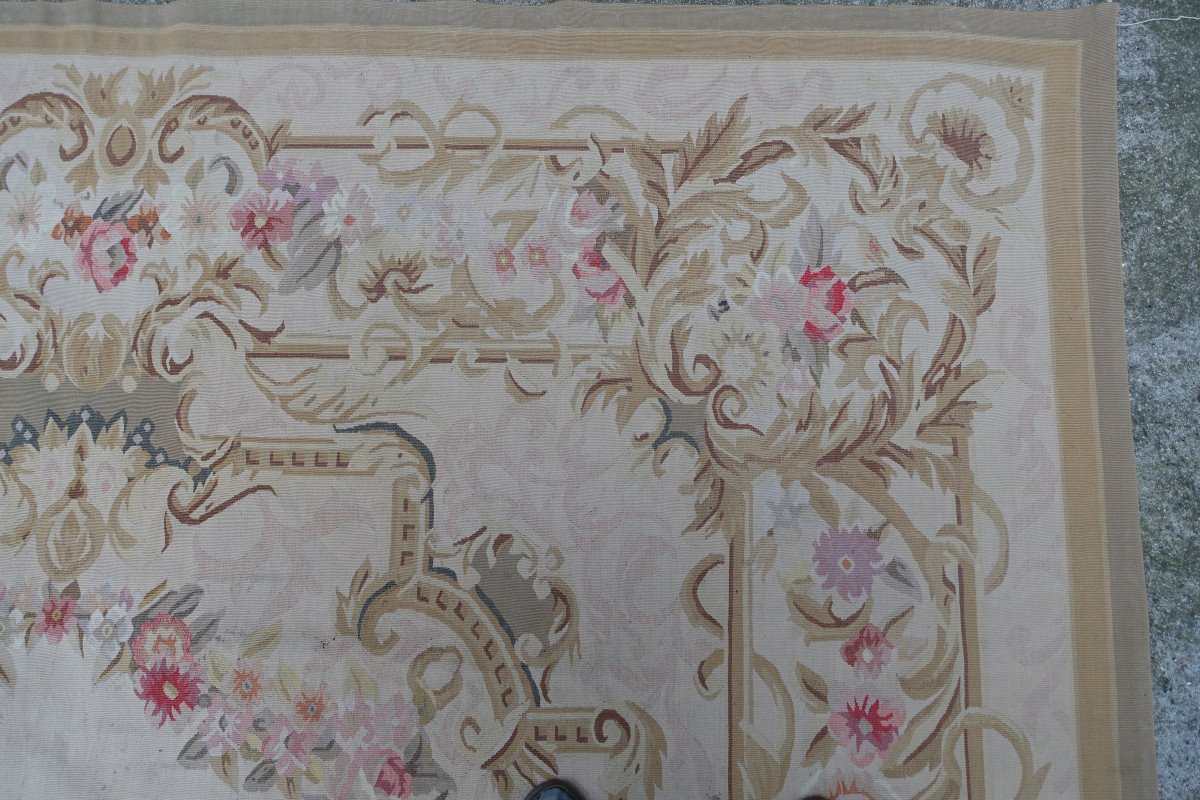 Large Louis XVI Style Aubusson Rug, Napoleon III Period - 364cm X 265cm-photo-5