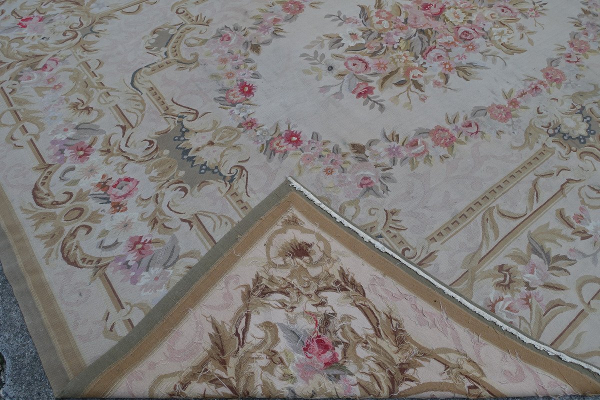 Large Louis XVI Style Aubusson Rug, Napoleon III Period - 364cm X 265cm-photo-6