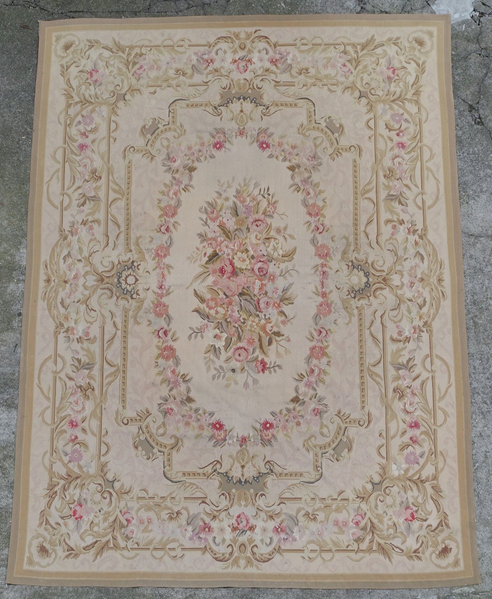 Large Louis XVI Style Aubusson Rug, Napoleon III Period - 364cm X 265cm