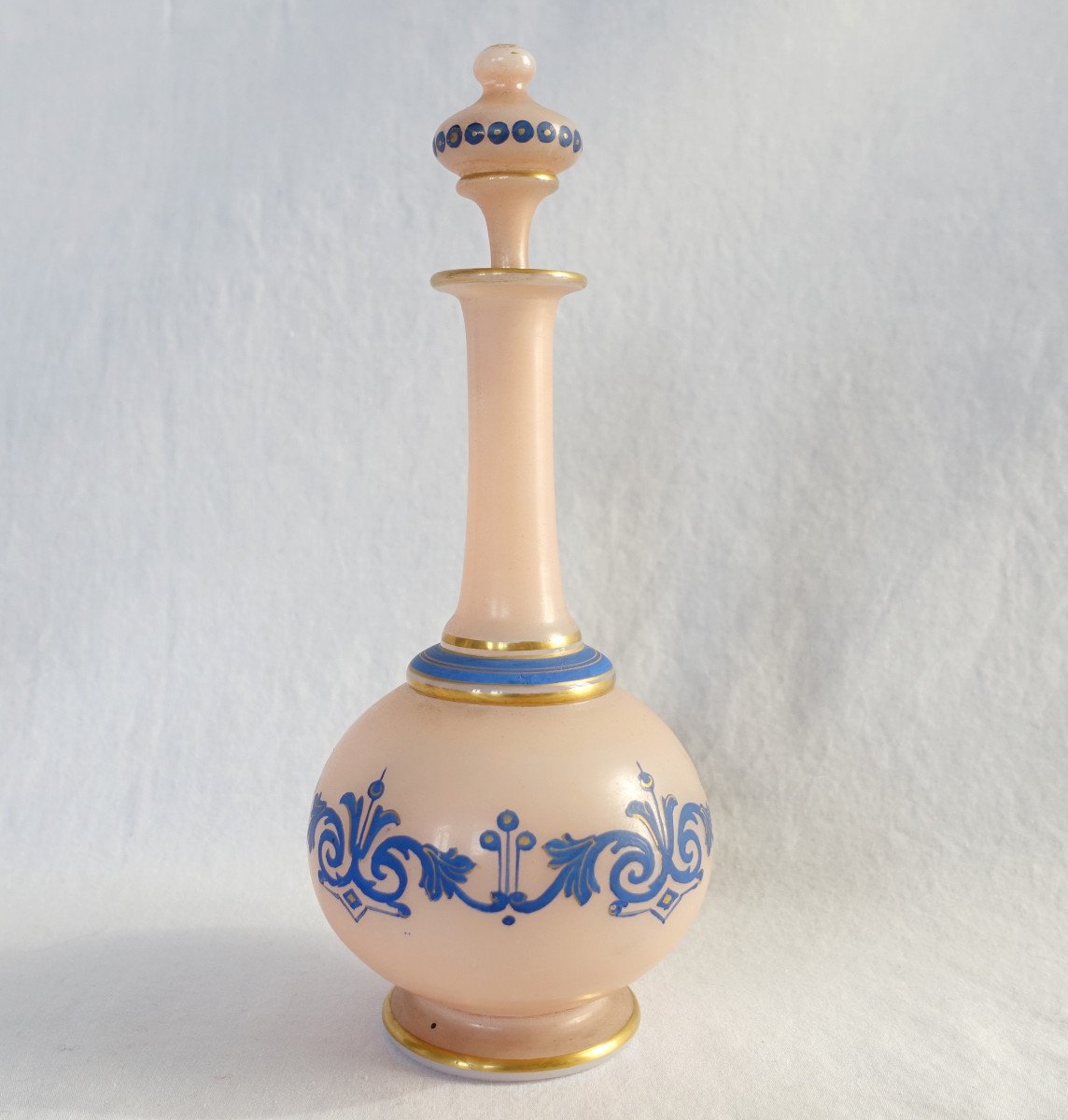 Baccarat - Carafe à Liqueur En Opaline Peinte - étiquette Papier, Circa 1880-photo-2