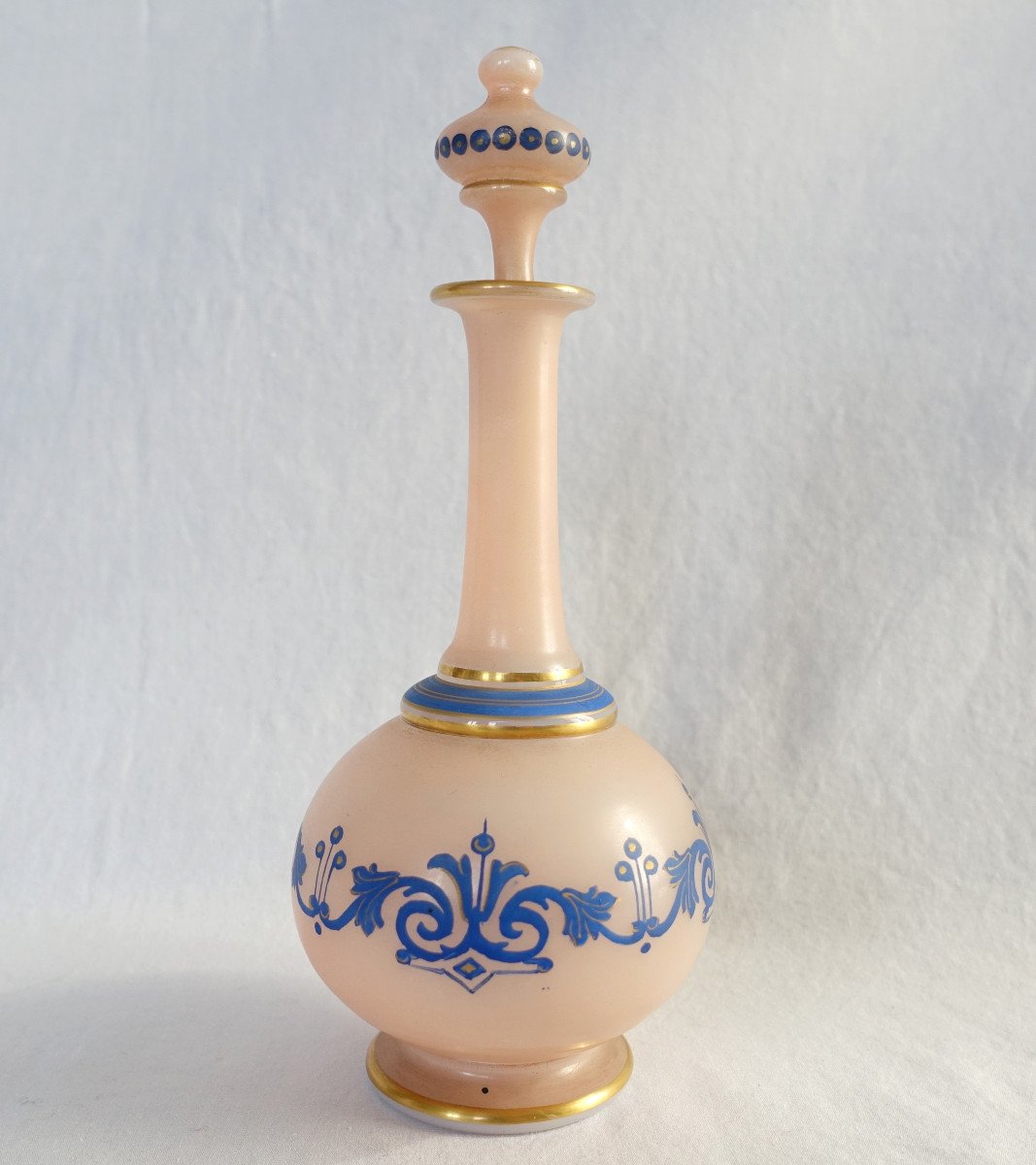 Baccarat - Carafe à Liqueur En Opaline Peinte - étiquette Papier, Circa 1880-photo-3