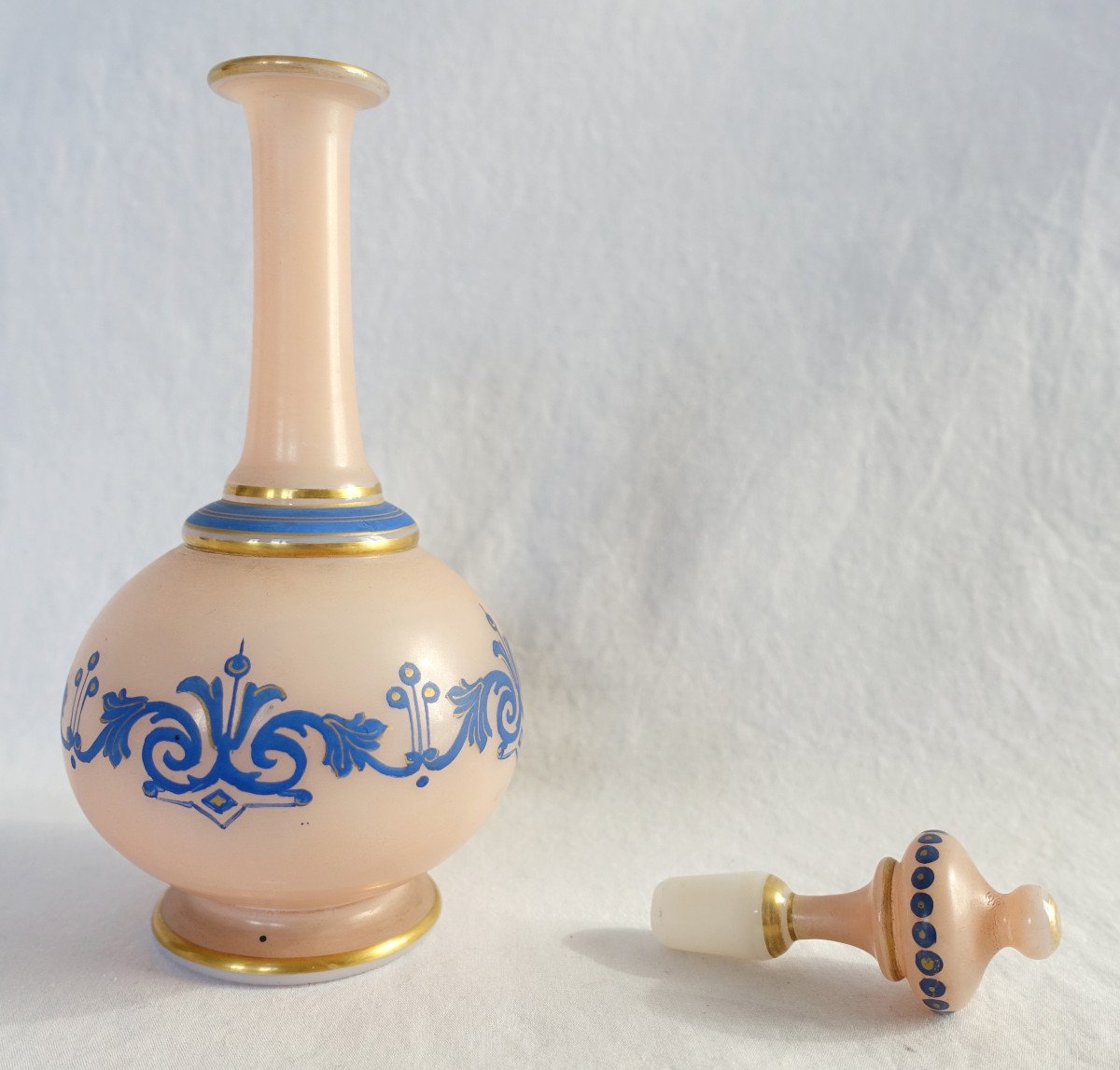 Baccarat - Carafe à Liqueur En Opaline Peinte - étiquette Papier, Circa 1880-photo-4