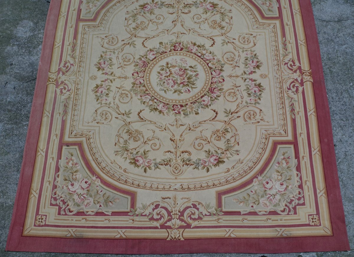 Grand Tapis d'Aubusson De Style Louis XVI Napoléon III - 308m X 239cm-photo-3