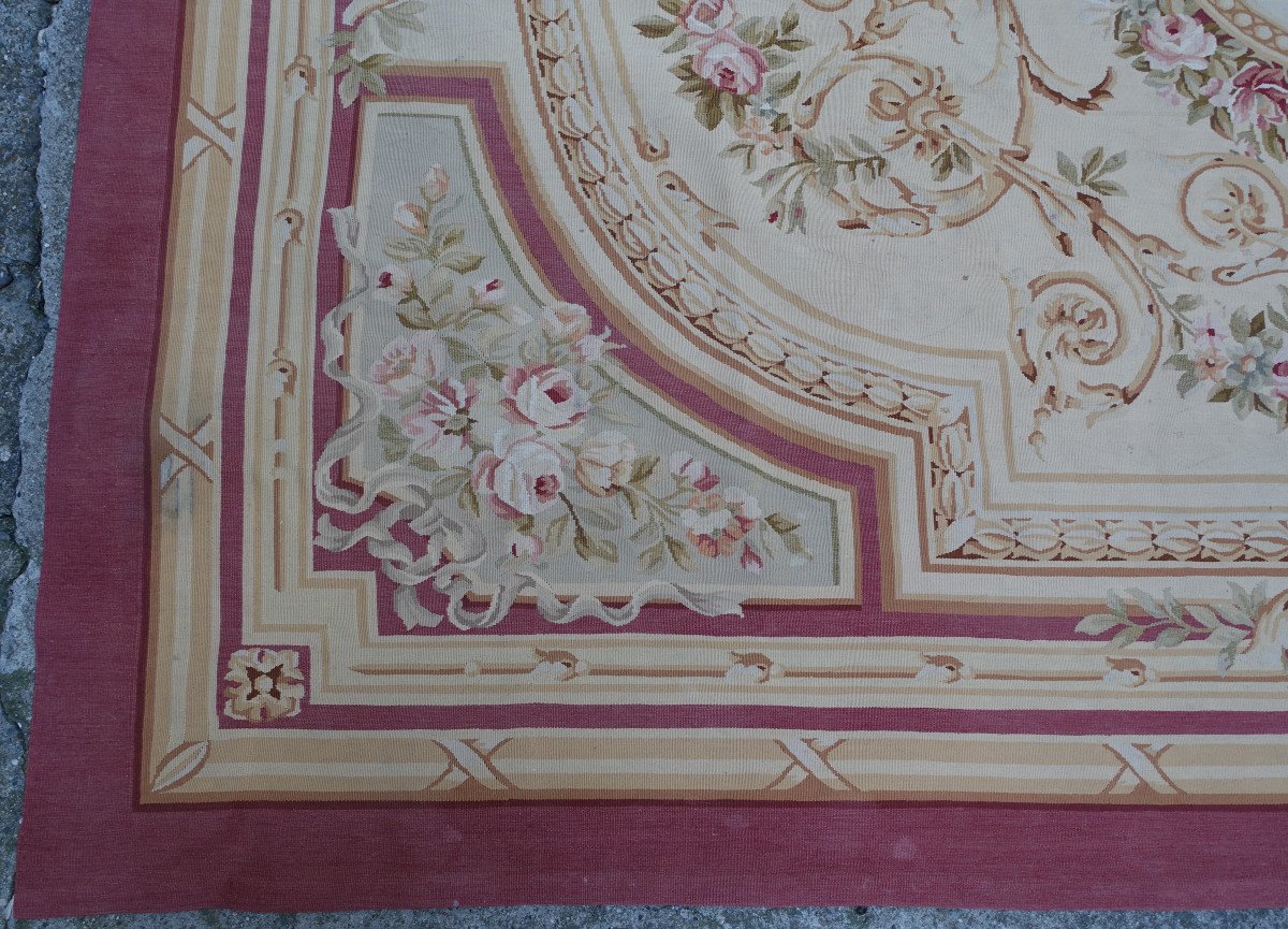 Grand Tapis d'Aubusson De Style Louis XVI Napoléon III - 308m X 239cm-photo-2