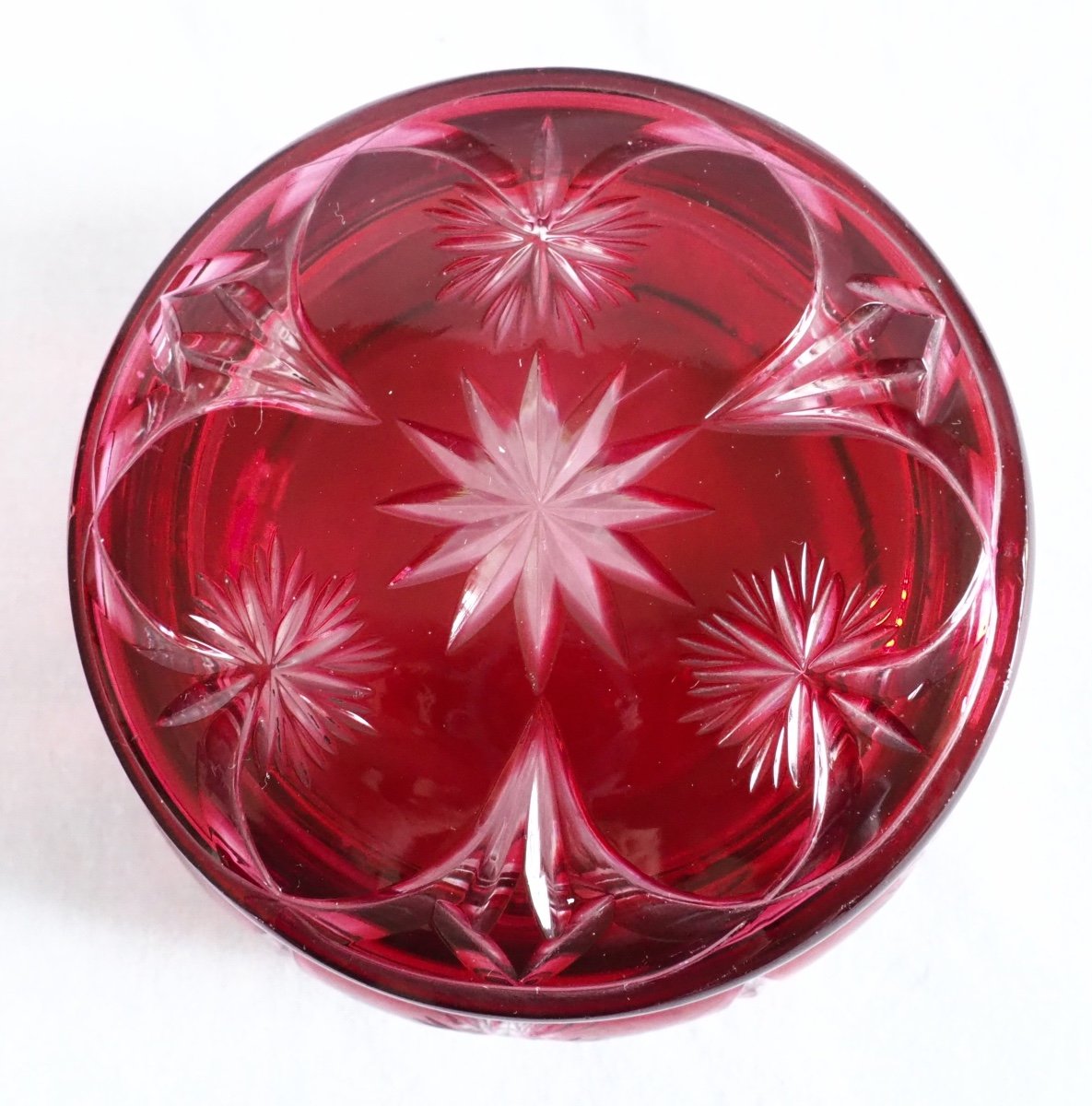 Baccarat - Bonbonnière En Cristal Taillé Overlay Rose-photo-4