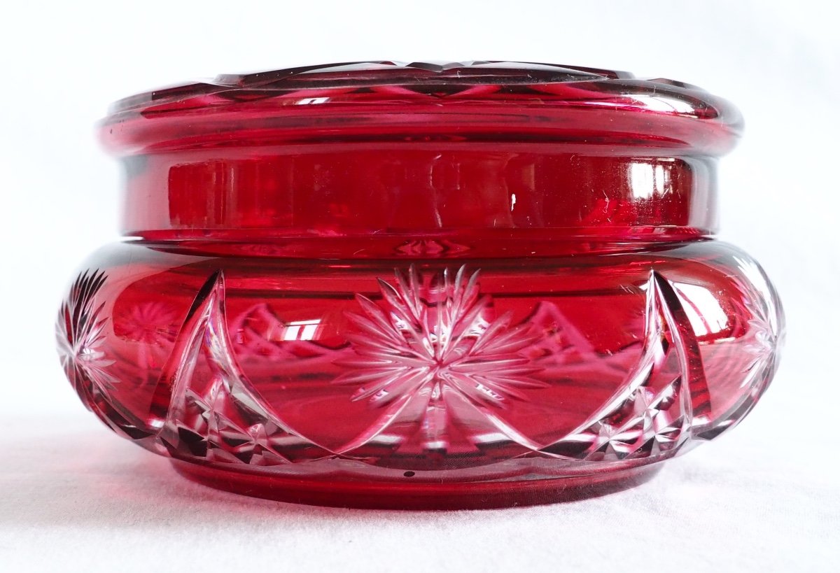 Baccarat - Bonbonnière En Cristal Taillé Overlay Rose-photo-1