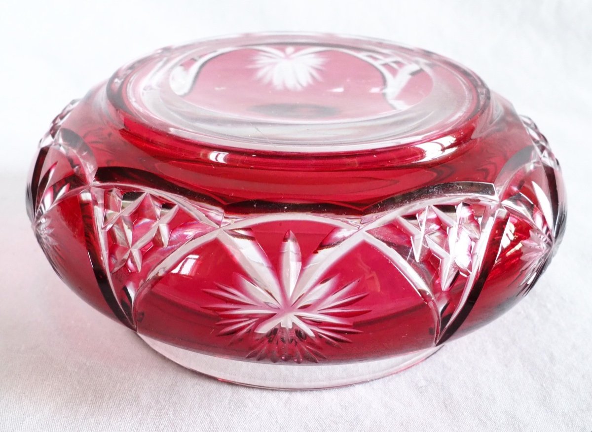 Baccarat - Bonbonnière En Cristal Taillé Overlay Rose-photo-6