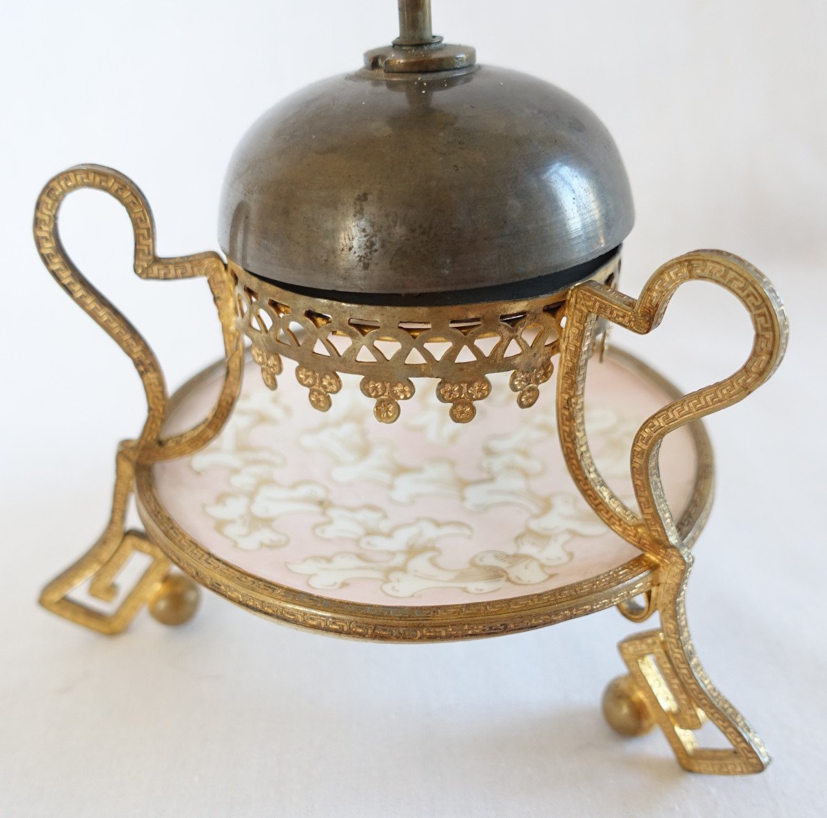 Table Bell For Calling Servants - Bronze And Porcelain Late 19th Century - Curiosity-photo-4