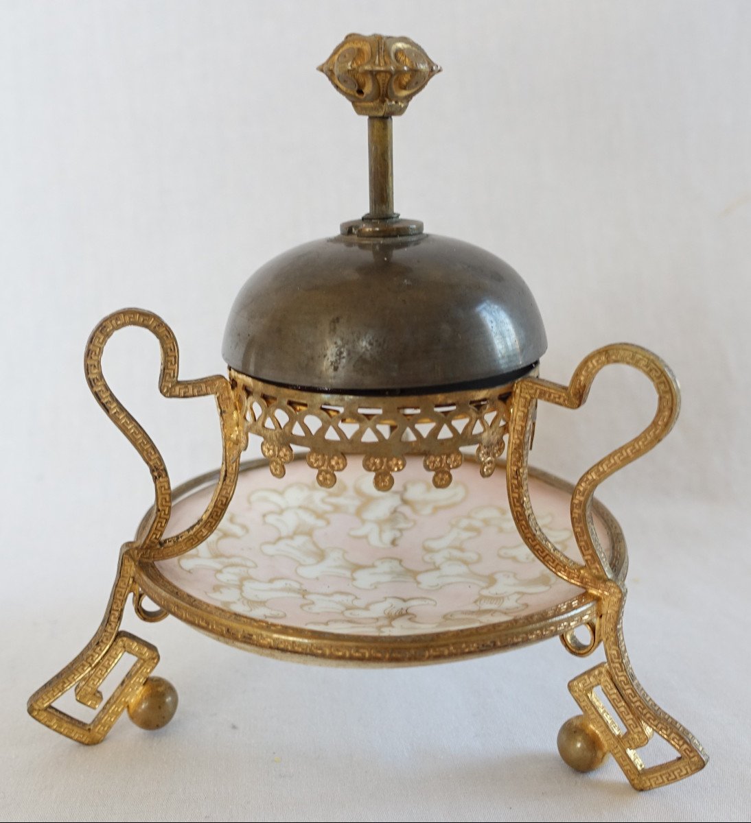 Table Bell For Calling Servants - Bronze And Porcelain Late 19th Century - Curiosity-photo-6