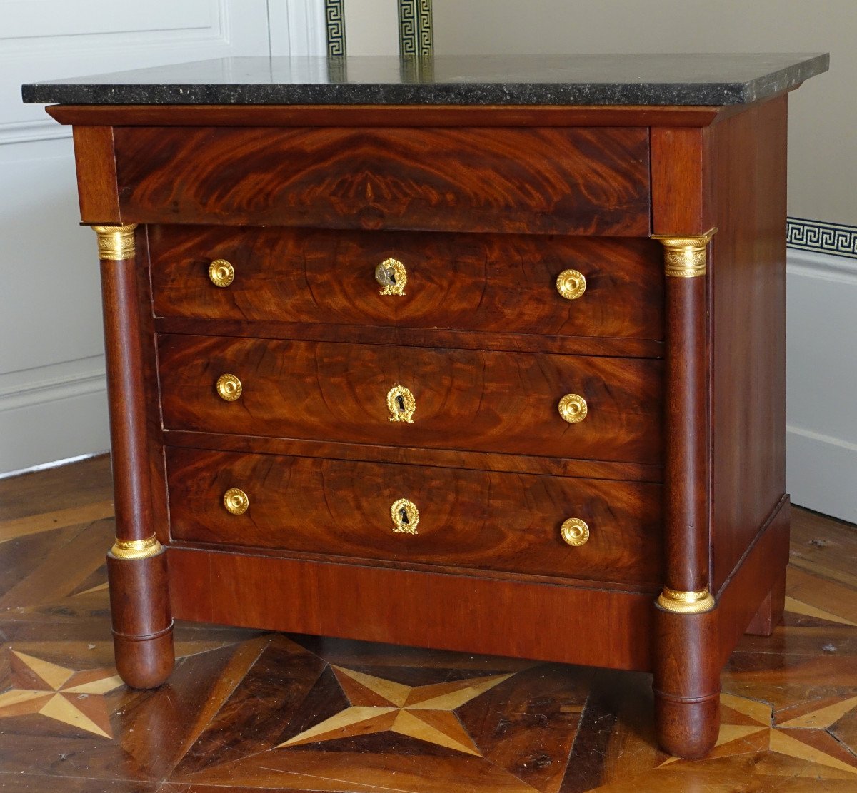 Empire Style Mahogany And Gilt Bronze Children's Chest Of Drawers - 85cm X 53cm X 76.5cm-photo-2