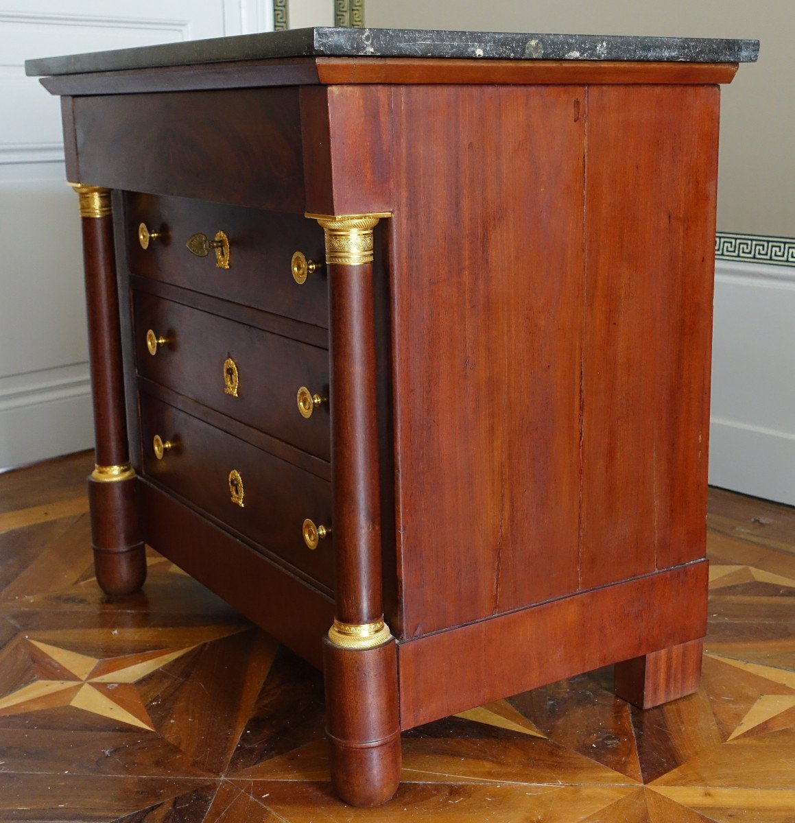 Empire Style Mahogany And Gilt Bronze Children's Chest Of Drawers - 85cm X 53cm X 76.5cm-photo-4