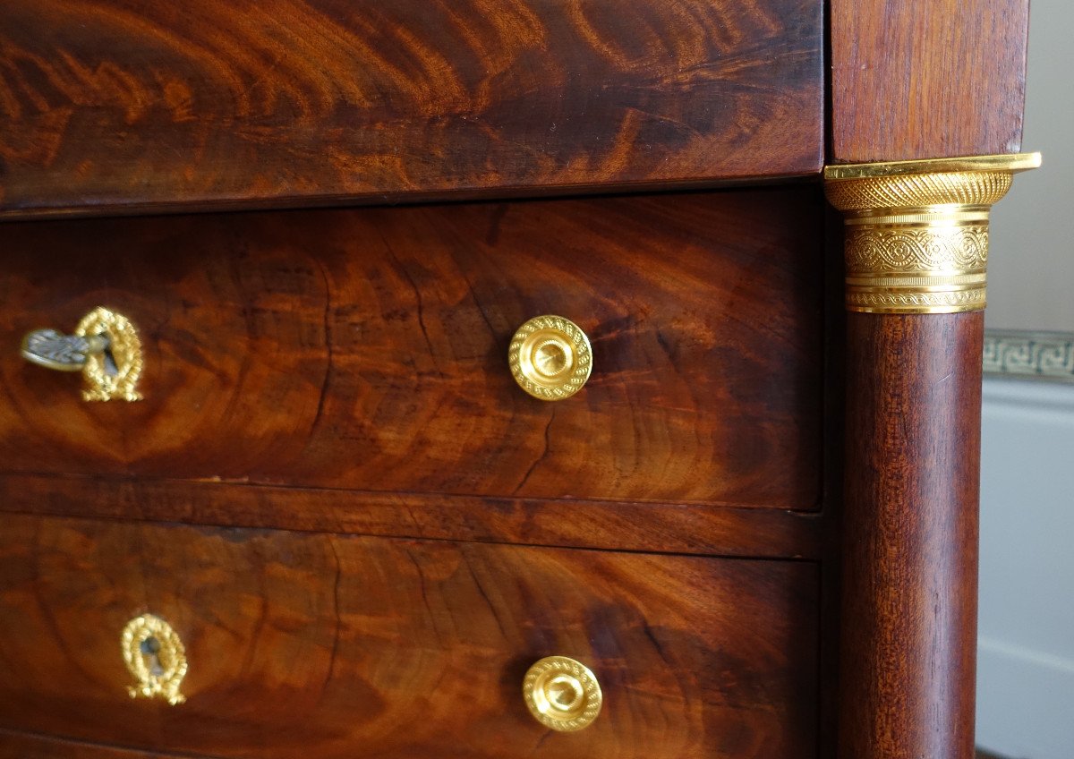 Empire Style Mahogany And Gilt Bronze Children's Chest Of Drawers - 85cm X 53cm X 76.5cm-photo-3