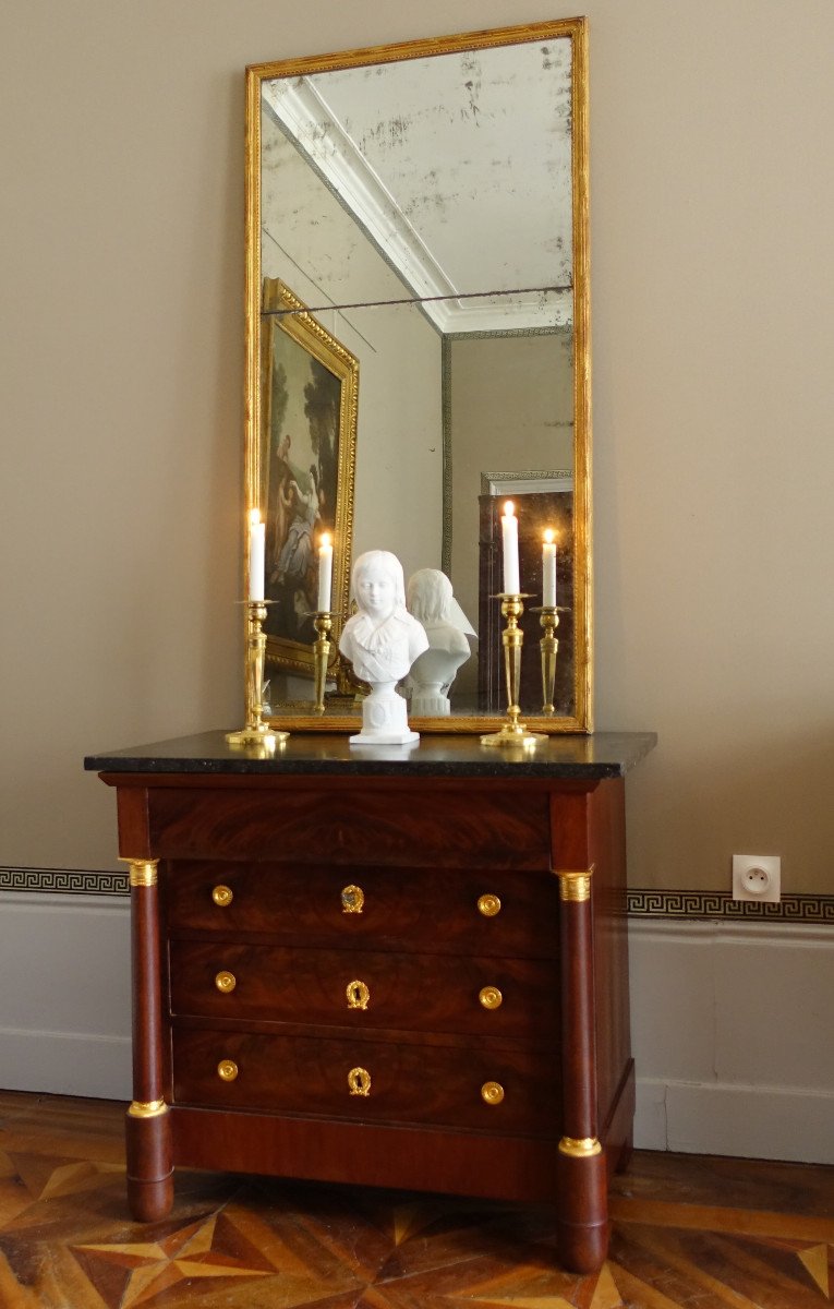 Empire Style Mahogany And Gilt Bronze Children's Chest Of Drawers - 85cm X 53cm X 76.5cm-photo-7