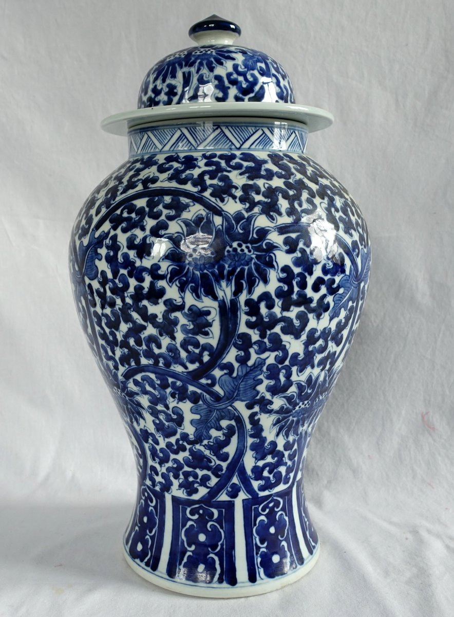 Paire De Grandes Potiches En Porcelaine Bleu De Hué - Chine 44cm-photo-4