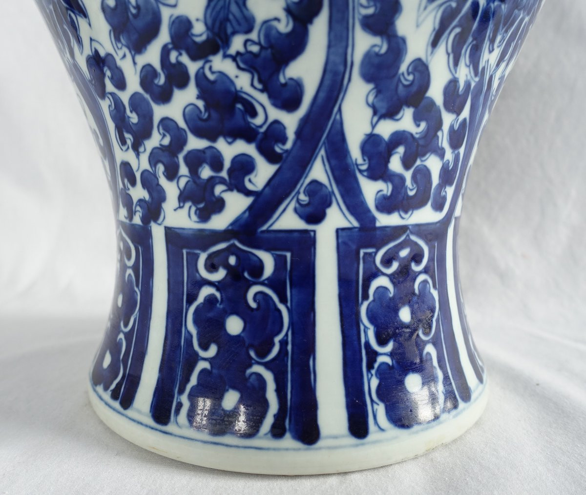 Paire De Grandes Potiches En Porcelaine Bleu De Hué - Chine 44cm-photo-5