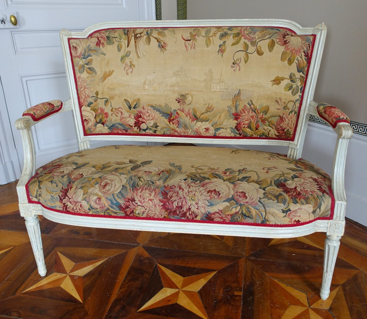 Louis XVI Period 2-seater Sofa, Aubusson Tapestry-photo-2