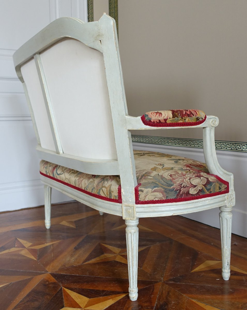 Louis XVI Period 2-seater Sofa, Aubusson Tapestry-photo-4