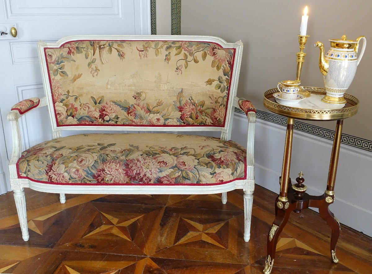 Louis XVI Period 2-seater Sofa, Aubusson Tapestry-photo-6