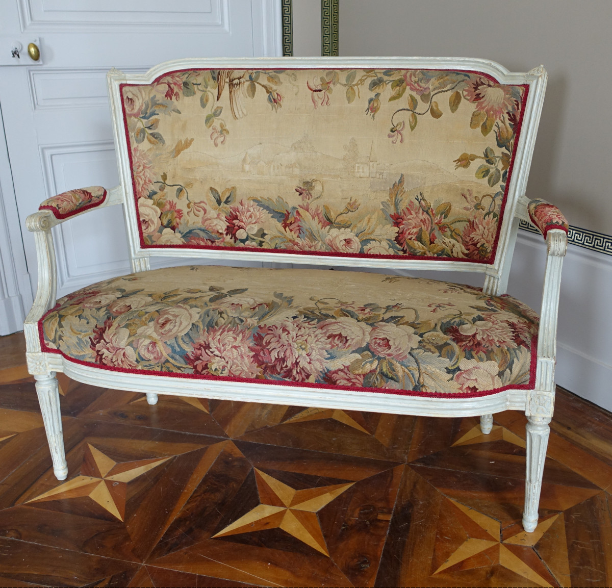 Louis XVI Period 2-seater Sofa, Aubusson Tapestry