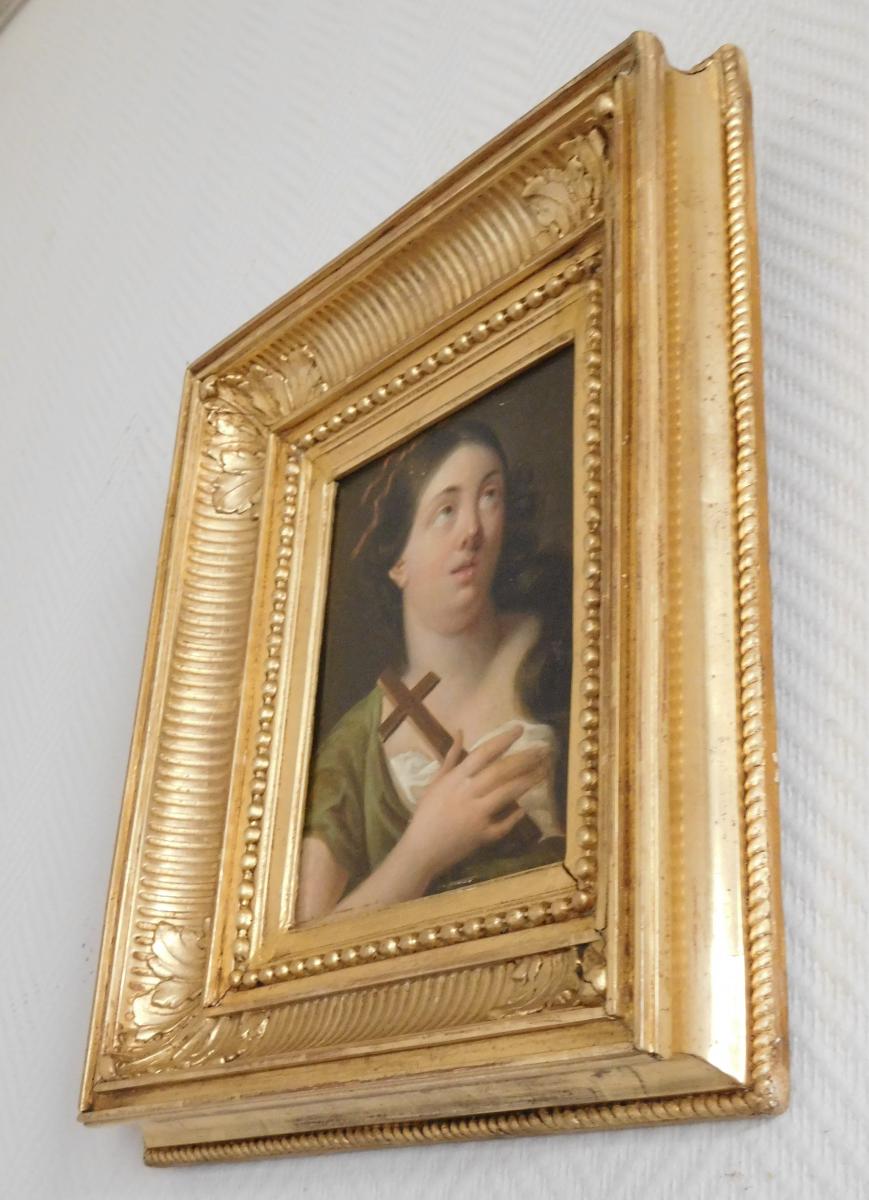 Early 19th Century French School, Portrait Of Saint Mary Magdalene, Hsp Golden Frame-photo-4