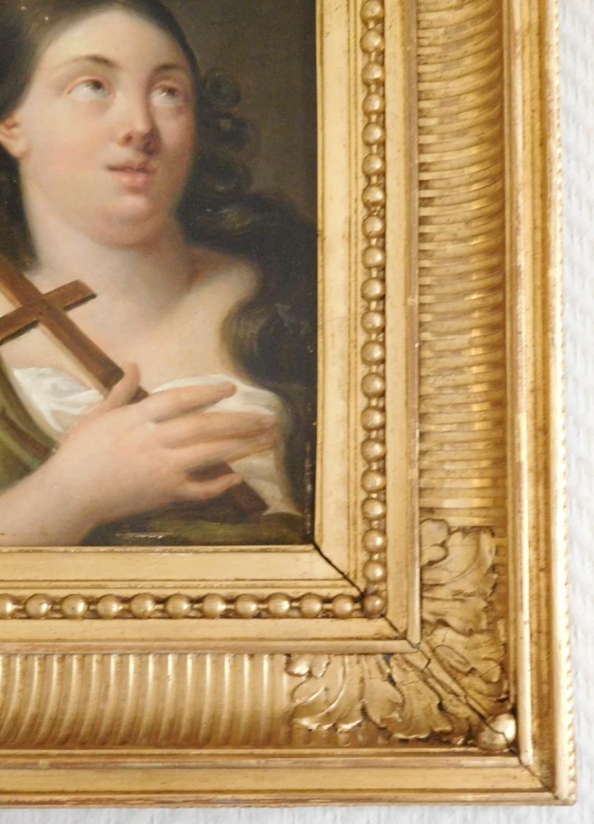 Early 19th Century French School, Portrait Of Saint Mary Magdalene, Hsp Golden Frame-photo-3