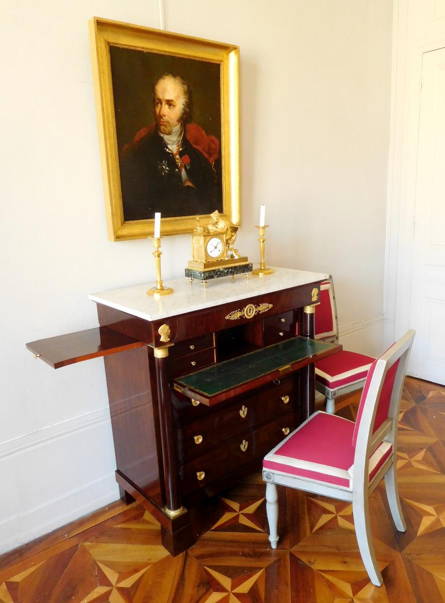 Molitor - Commode Secretaire à Secrets En Acajou Moucheté d'époque Empire-photo-8