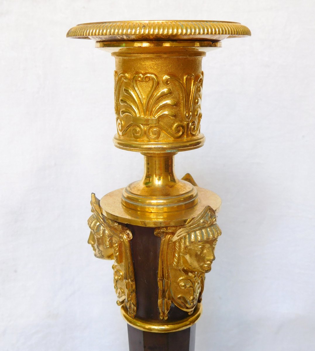 Claude Galle: Pair Of Tall Ormolu Candlesticks  - Consulat Period - Empire-photo-6