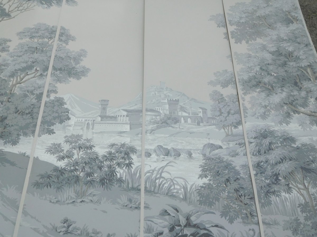 Panoramic Wallpaper Zuber Complete & Never Posed, Italian Landscape Light Gray 250cm X 500cm-photo-1