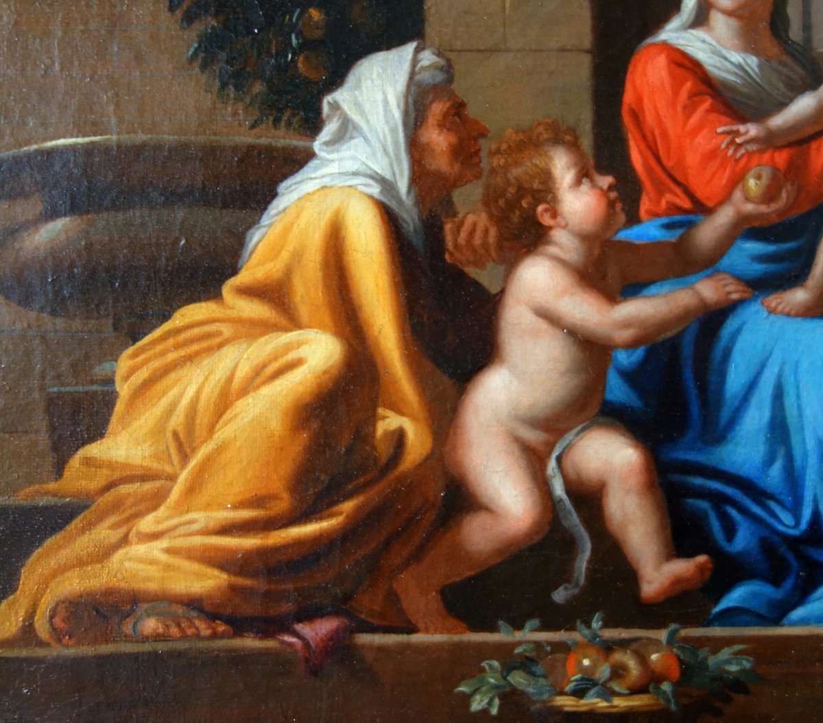  Early 18th French School From Century: Holy Family At The Staircase After Poussin-photo-1