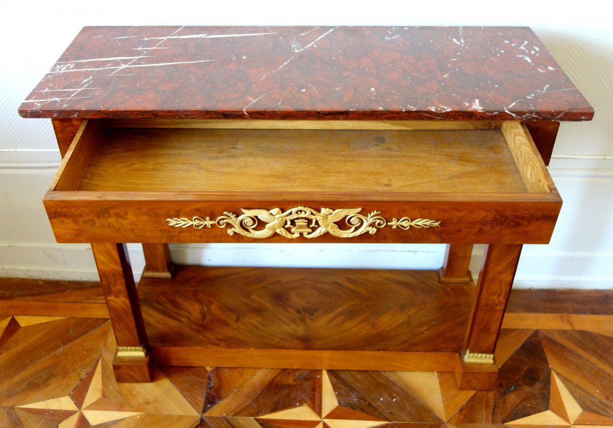 Mahogany And Ormolu Empire Console, Early 19th Century-photo-2