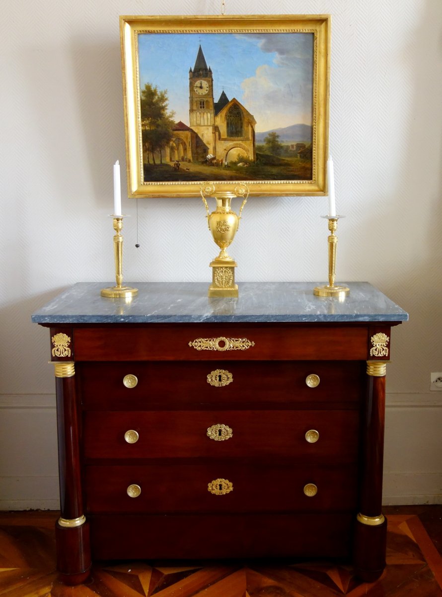 Alphonse Giroux : Large Painting / Clock, Early 19th Century Circa 1830 - Signed - 74.5cm X 63.-photo-6