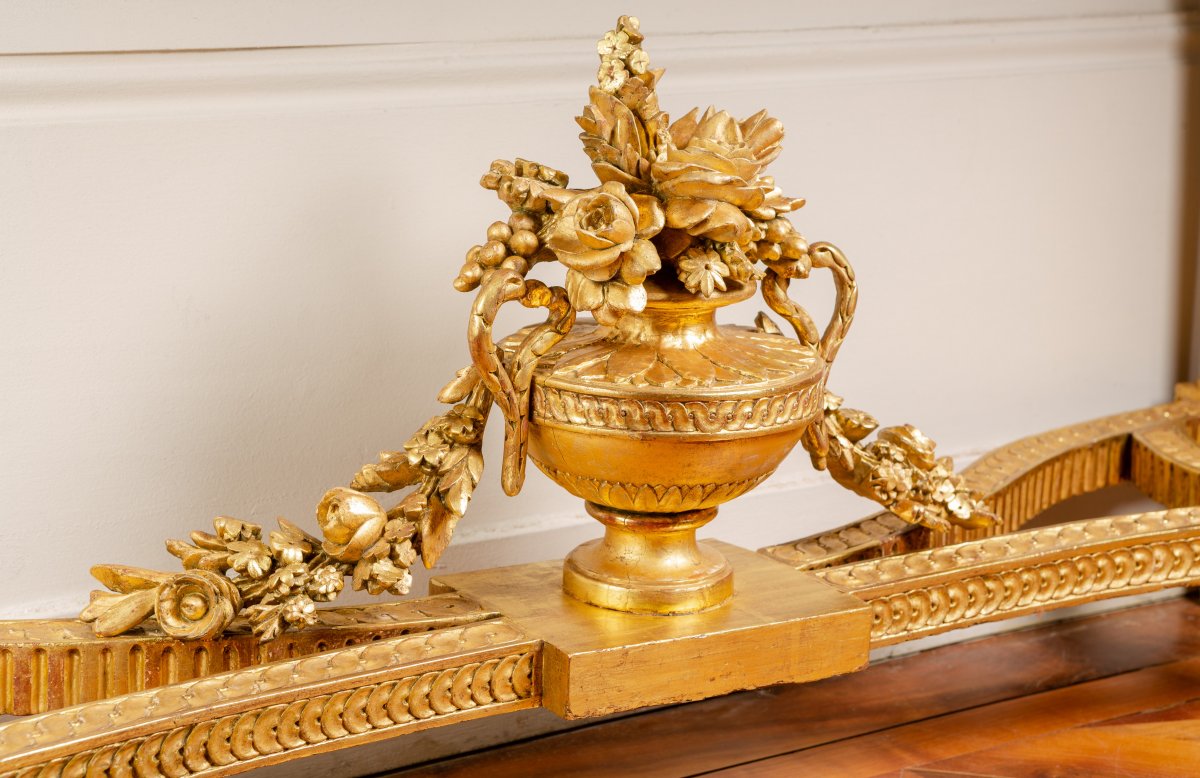 Importante Console En Bois Sculpté Et Doré d'époque Louis XVI Attribuée à Georges Jacob-photo-2