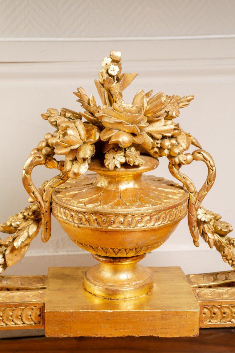 Importante Console En Bois Sculpté Et Doré d'époque Louis XVI Attribuée à Georges Jacob-photo-3