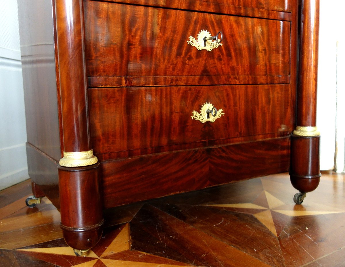 Commode De Toilette Empire En Acajou Et Bronze Doré Au Mercure-photo-5