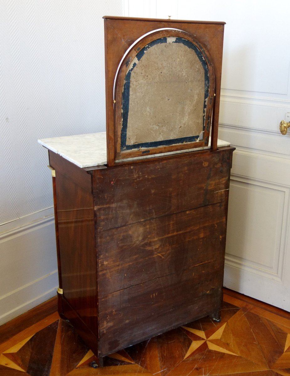 Commode De Toilette Empire En Acajou Et Bronze Doré Au Mercure-photo-7