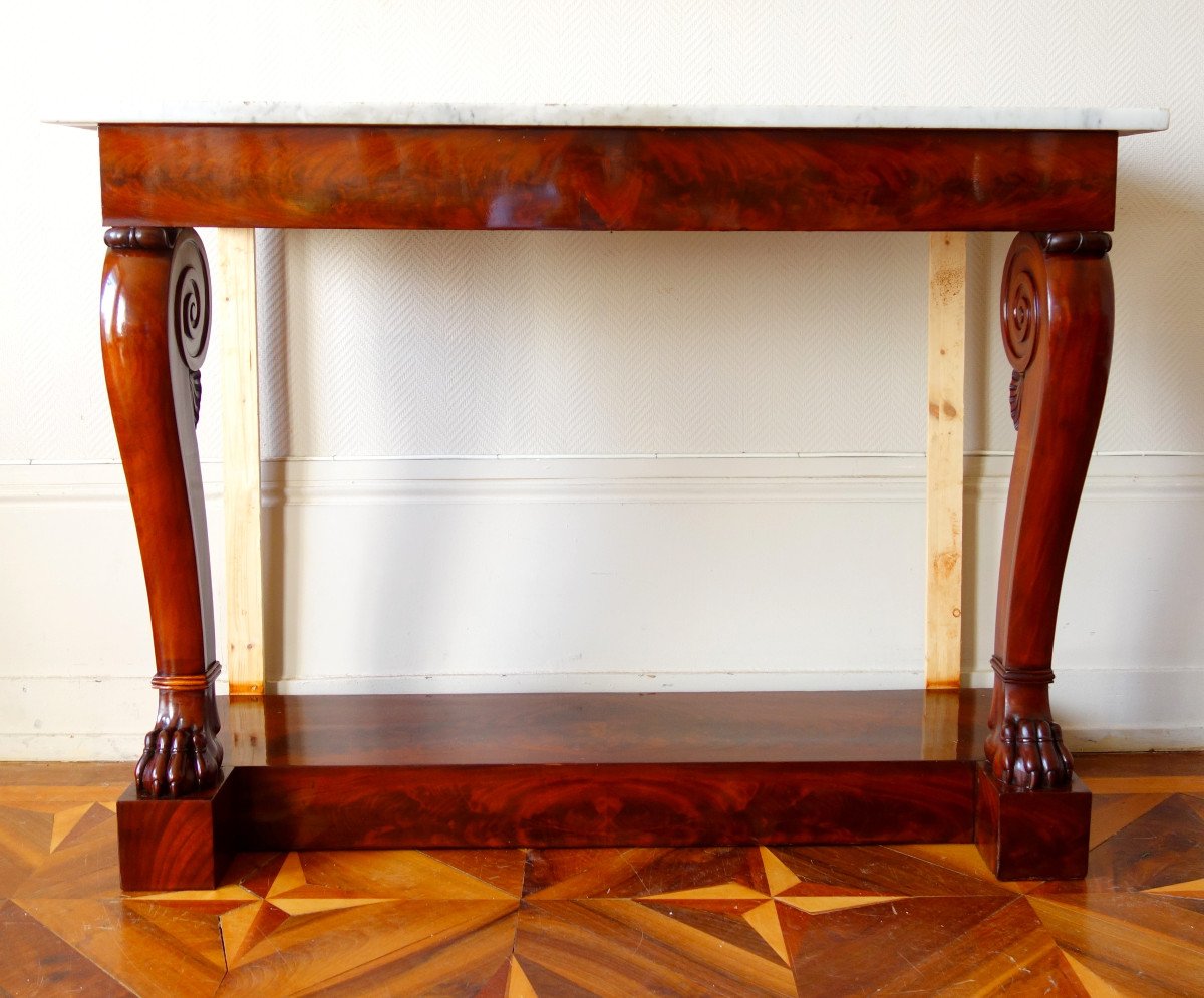 Empire Wall Console With Claw Feet In Mahogany Attributed To Louis Alexandre Bellangé-photo-4