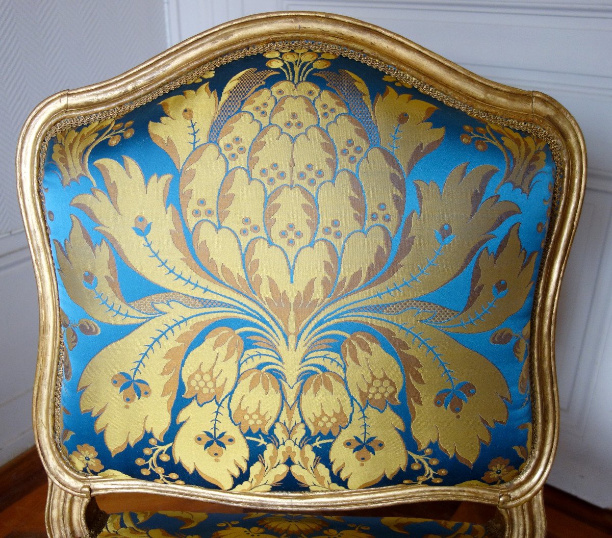 Suite Of 4 Louis XV Gilded Wood Chairs Stamped Of Meunier - Elysée Palace Style-photo-4