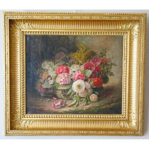 Large Flowers Painting - Oil On Canvas Signed Clement Gontier - Circa 1900 -  - 96.5cm X 77cm