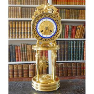 Clock Return From Egypt In Gilt Bronze, Blue Enamel - Consulat Period Circa 1800