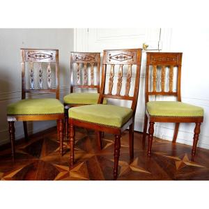 Series Of 4 Empire Chairs From The Restoration Period Circa 1820.