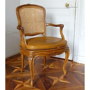 François Reuze : Fauteuils De Bureau Cannés d'époque Louis XV, Estampillé