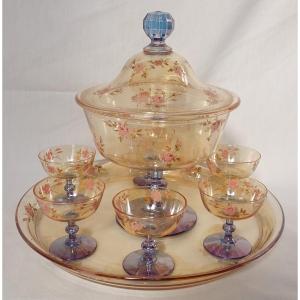 Rare Baccarat Crystal Eau-de-vie Set - Iridescent Crystal - Original Baccarat Sicker