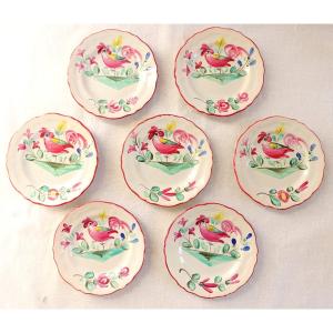 Saint Clément: Series Of 7 Doll Dinette Plates, Rooster Model