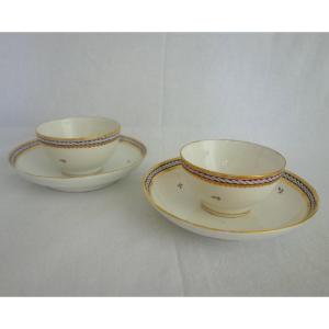Nyon - Pair Of Porcelain Tea Coffee Cup Bowls - Late 18th Century