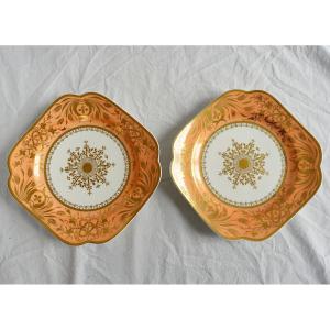 Manufacture Spode - Pair Of Cake Plates In Mandarin Porcelain And Gold - Circa 1820