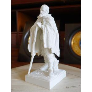 Beggar Or Geux, Biscuit Porcelain Statue After Jacques Callot
