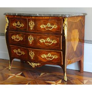 Louis XV Period Marquetry Commode Stamped By Claude Lebesgue