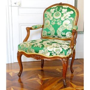 Henri Amand - Fauteuil à La Reine d'époque Louis XV - Estampille Et Jme