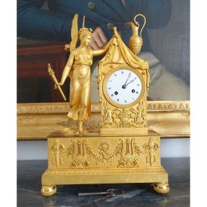 Empire Period Chiseled And Gilded Bronze Clock - Allegory Of Daybreak Or Morning