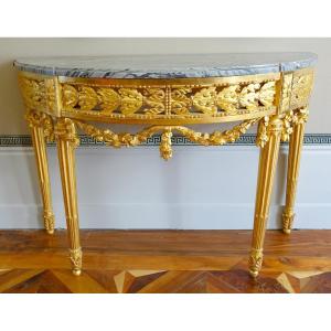 Louis XVI Gold Leaf Gilt Half-moon Shaped Console, Late 18th Century Circa 1780